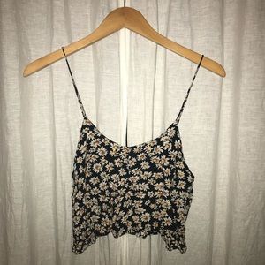 Brandy Melville Black Daisy Crop Top